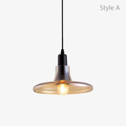 Variant image for Suspension Vintage en Verre Fumé - Élégance Lumineuse-5