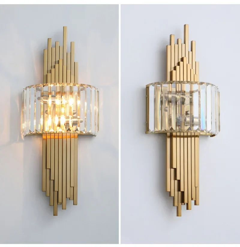 Applique Murale Art Déco Or Et Verre Cristal E14 Élégante