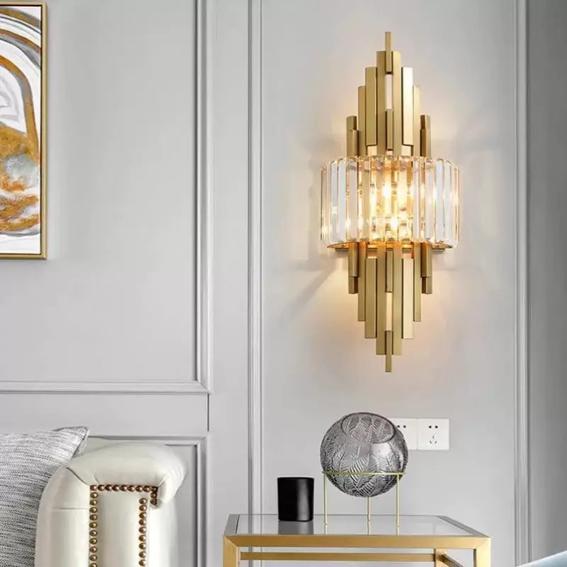 Applique Murale Art Déco Or Et Verre Cristal E14 Élégante