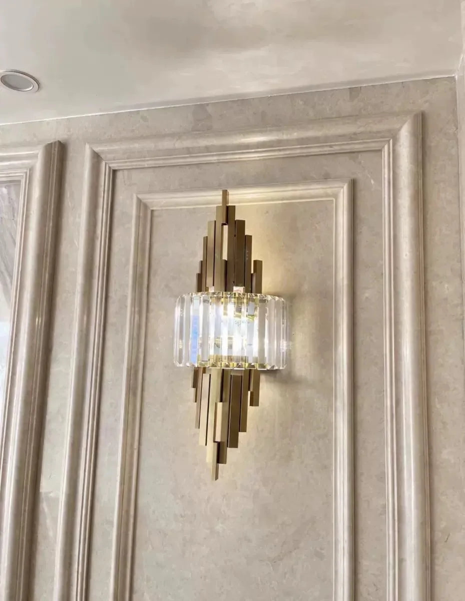 Applique Murale Art Déco Or Et Verre Cristal E14 Élégante