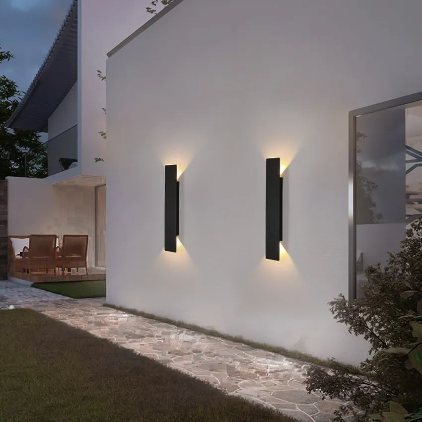 Applique Murale Extérieure LED - Aluminium Noir Design Moderne