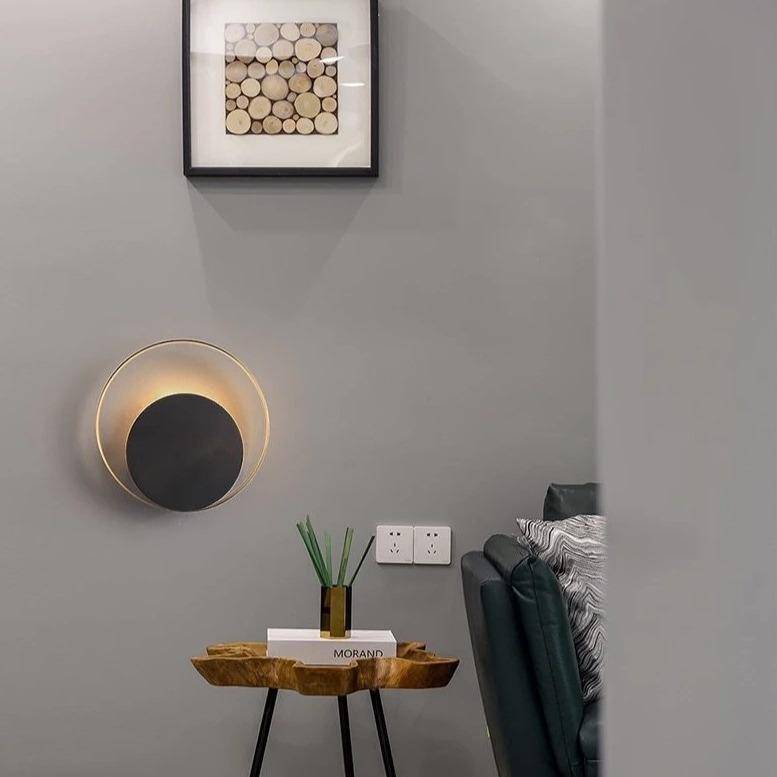 Applique Murale LED Élégance - Cercles Dorés et Noirs pour Salon et Chambre