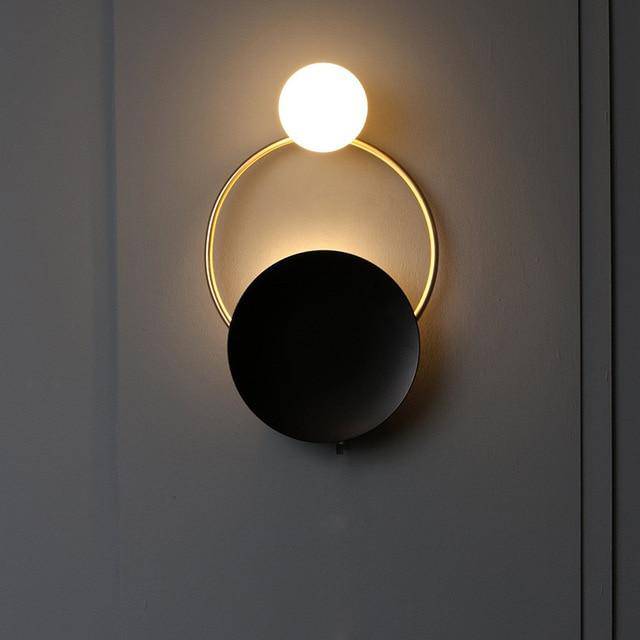 Applique Murale LED Élégance - Cercles Dorés et Noirs pour Salon et Chambre