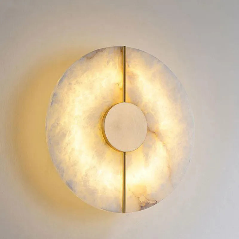Applique Murale LED Ronde - Marbre et Cuivre Doré Design Moderne