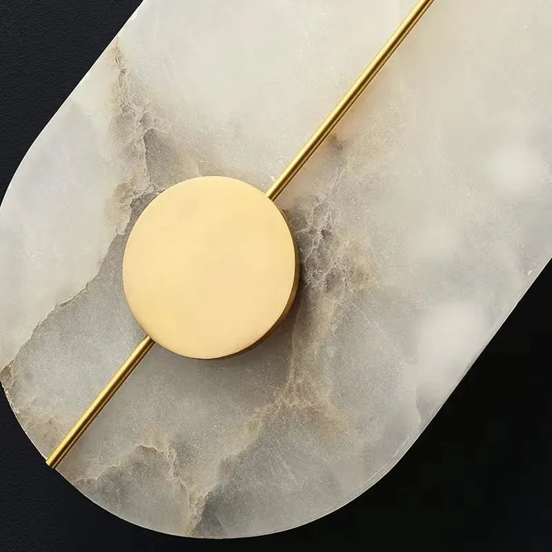 Applique Murale LED Ronde - Marbre et Cuivre Doré Design Moderne