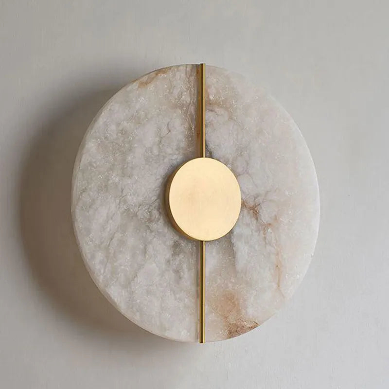 Applique Murale LED Ronde - Marbre et Cuivre Doré Design Moderne