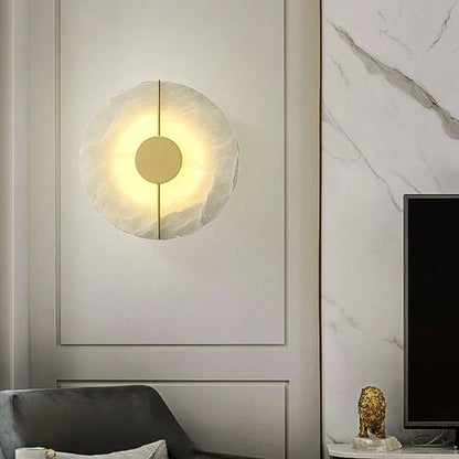 Applique Murale LED Ronde - Marbre et Cuivre Doré Design Moderne