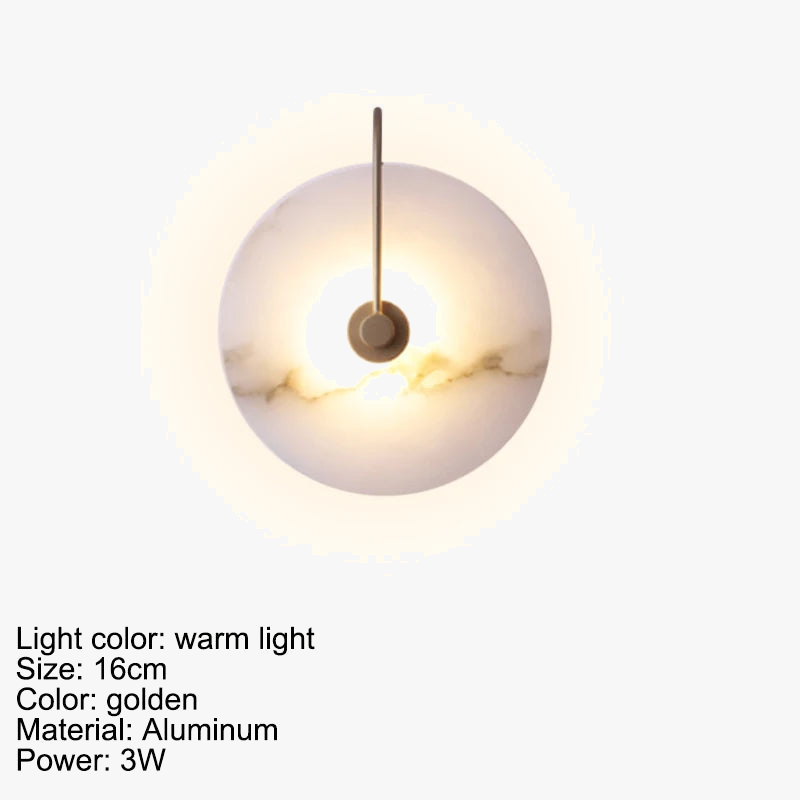 Applique Murale LED Ronde - Marbre et Cuivre Doré Design Moderne