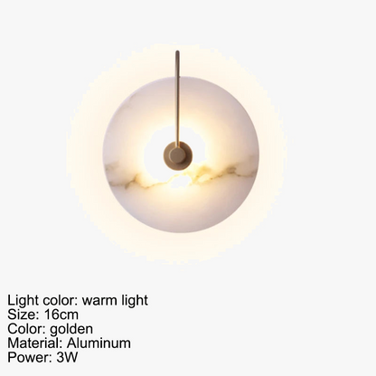 Applique Murale LED Ronde - Marbre et Cuivre Doré Design Moderne