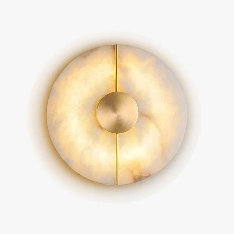 Applique Murale LED Ronde - Marbre et Cuivre Doré Design Moderne