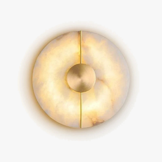 Applique Murale LED Ronde - Marbre et Cuivre Doré Design Moderne