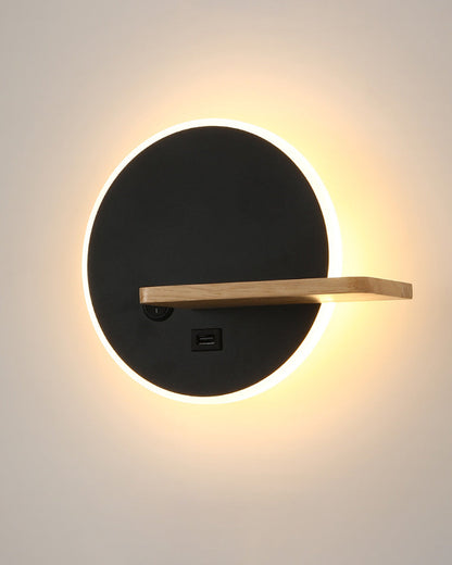 Applique Murale Ronde avec Étagère et Port USB