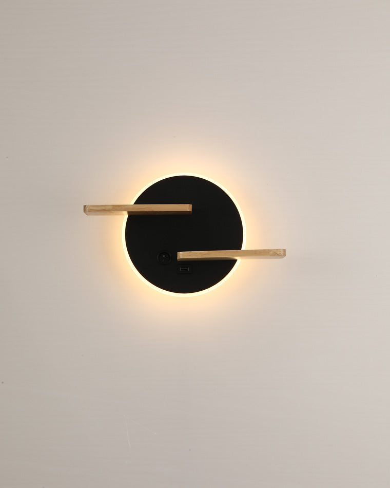 Applique Murale Ronde avec Étagère et Port USB