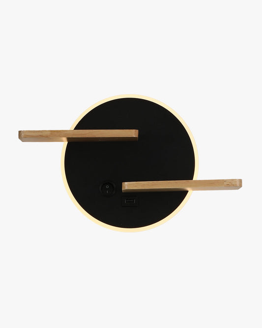 Applique Murale Ronde avec Étagère et Port USB