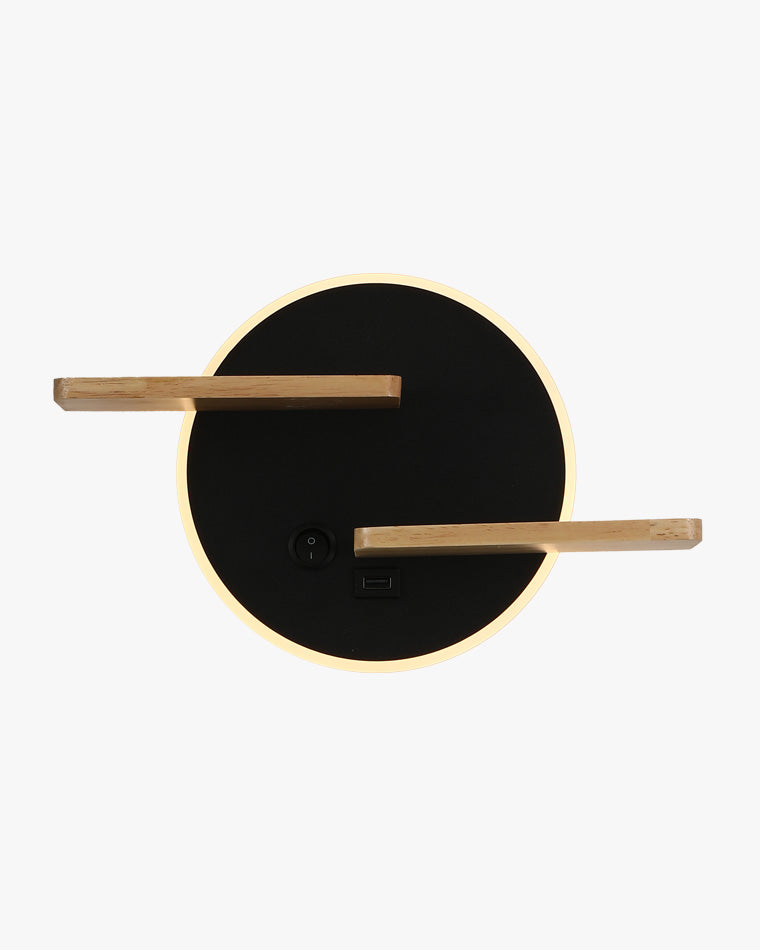 Applique Murale Ronde avec Étagère et Port USB