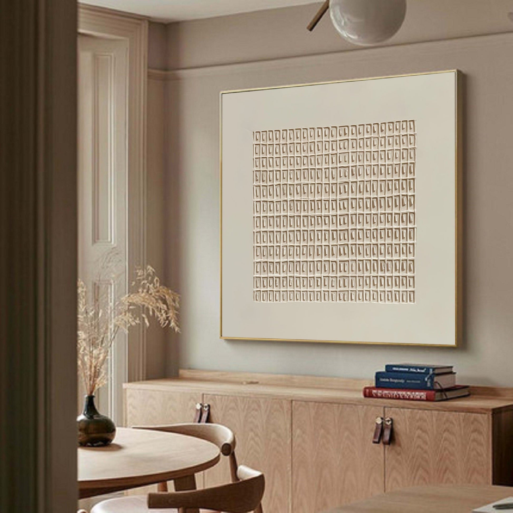 Art Mural Peinture Murale - Grille Beige Élégante
