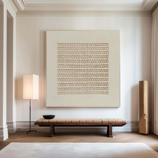 Art Mural Peinture Murale - Grille Beige Élégante 0