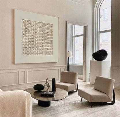 Art Mural Peinture Murale - Grille Beige Élégante 3