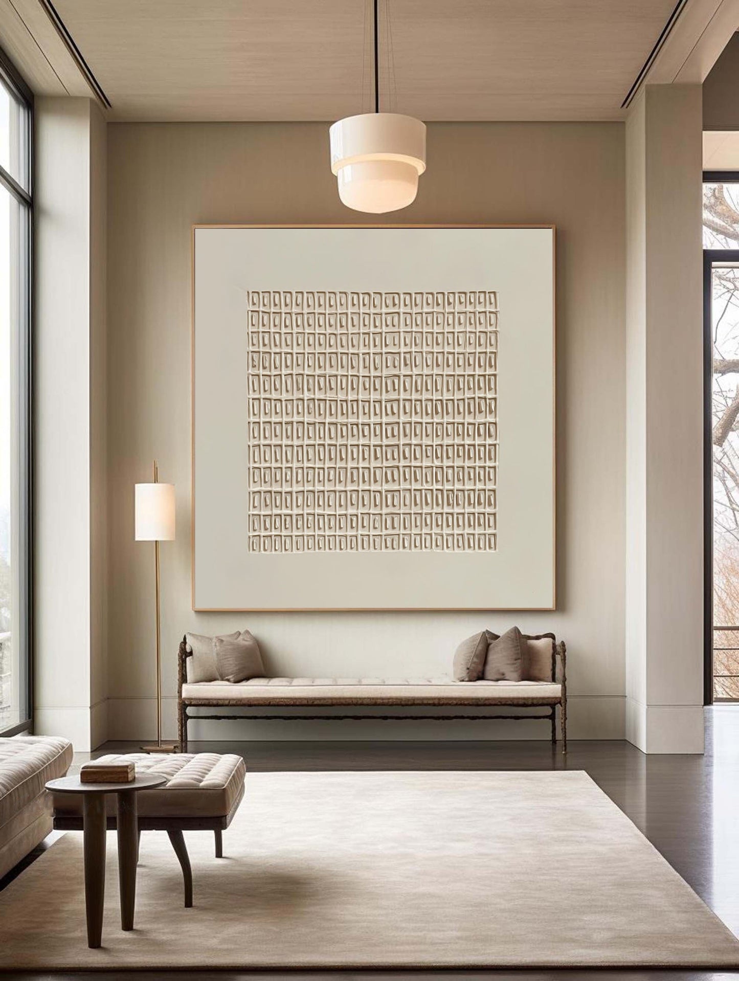 Art Mural Peinture Murale - Grille Beige Élégante 4