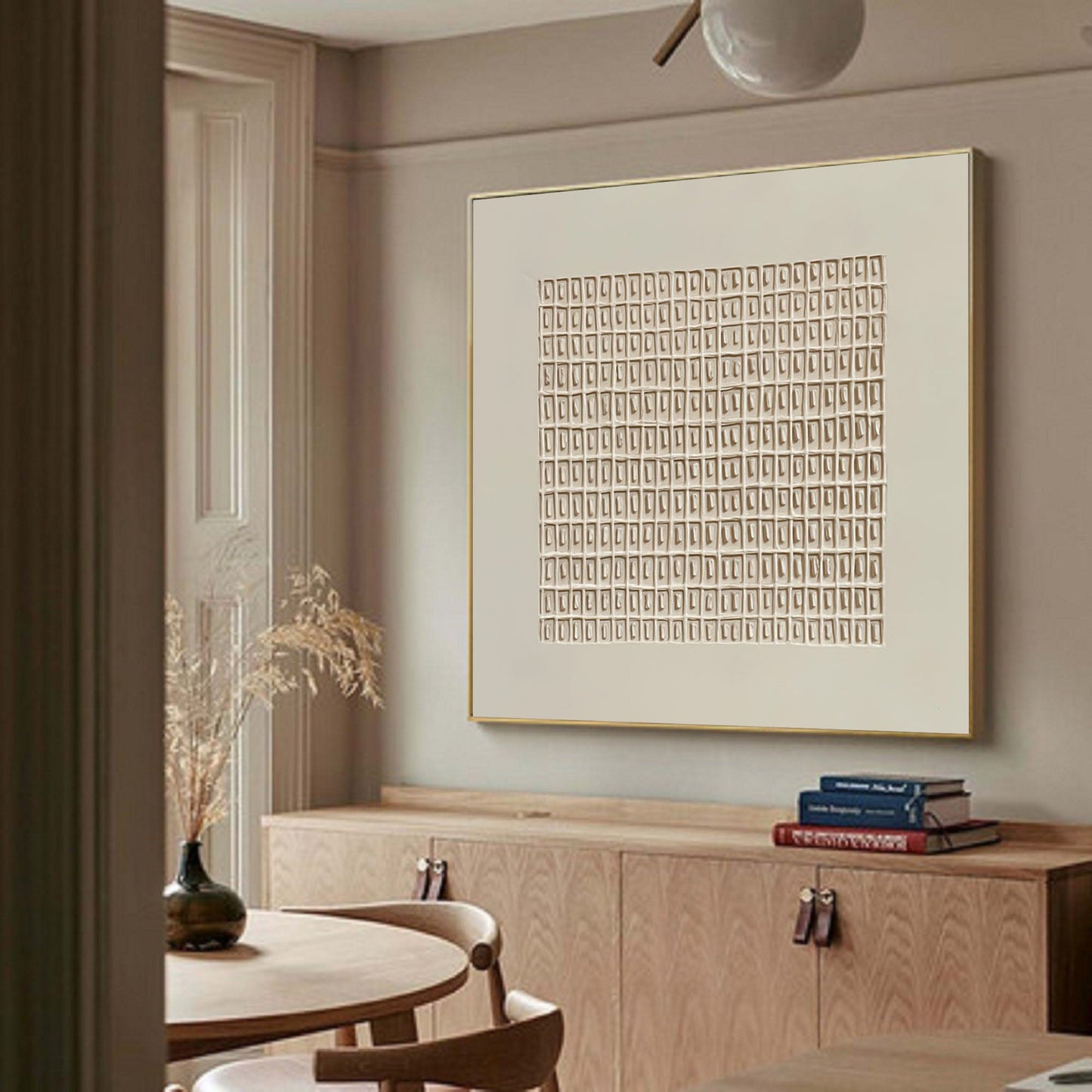 Art Mural Peinture Murale - Grille Beige Élégante 5
