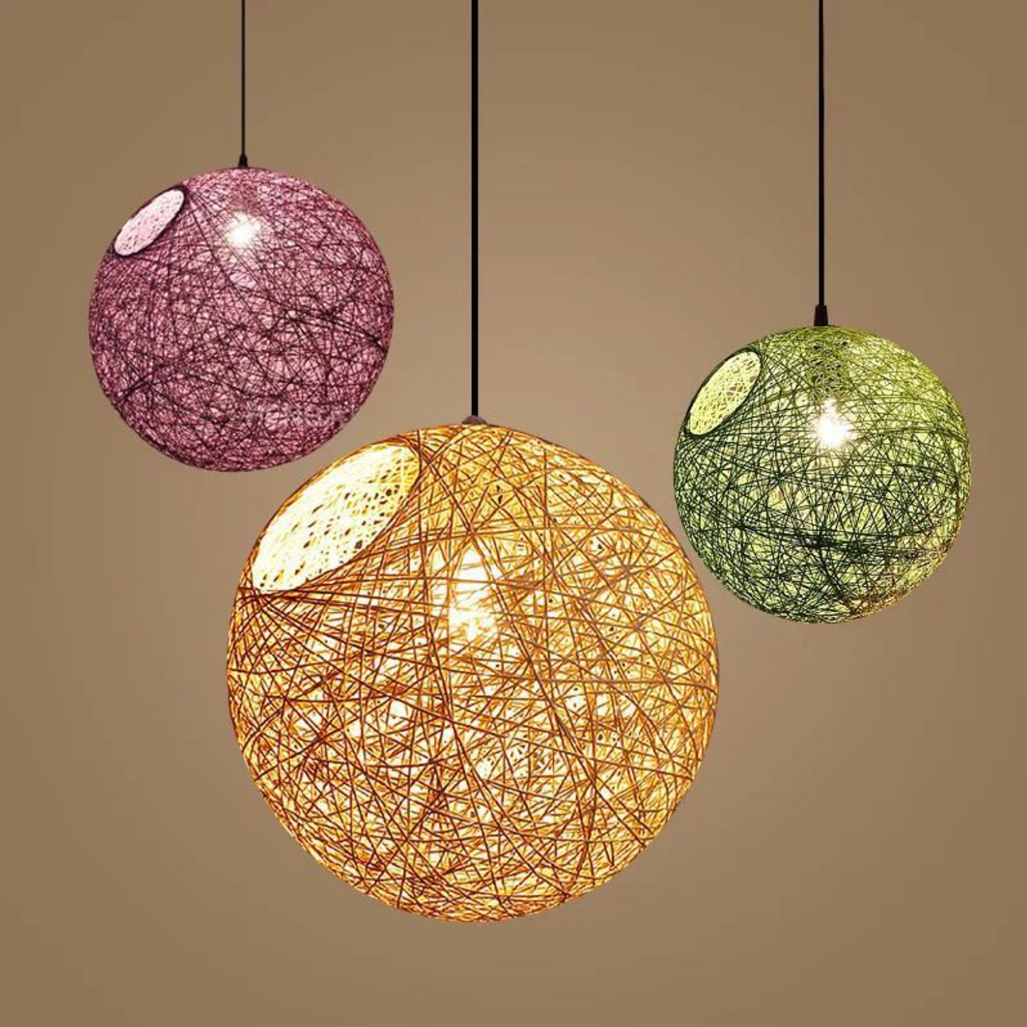 Suspension Boule Wicker - Élégance Colorée-2