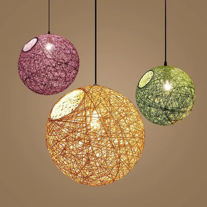 Suspension Boule Wicker - Élégance Colorée-2