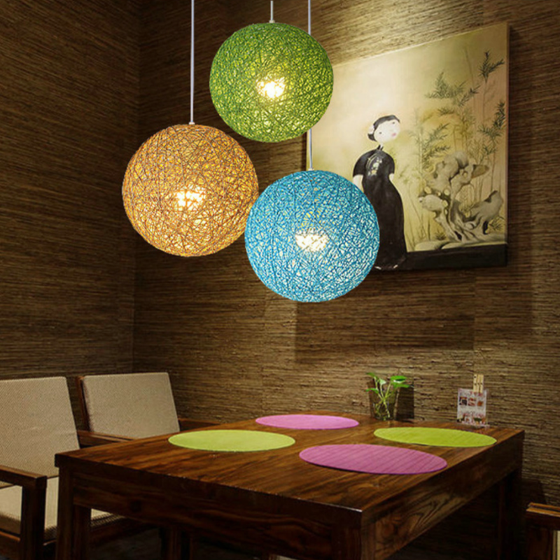 Suspension Boule Wicker - Élégance Colorée-4