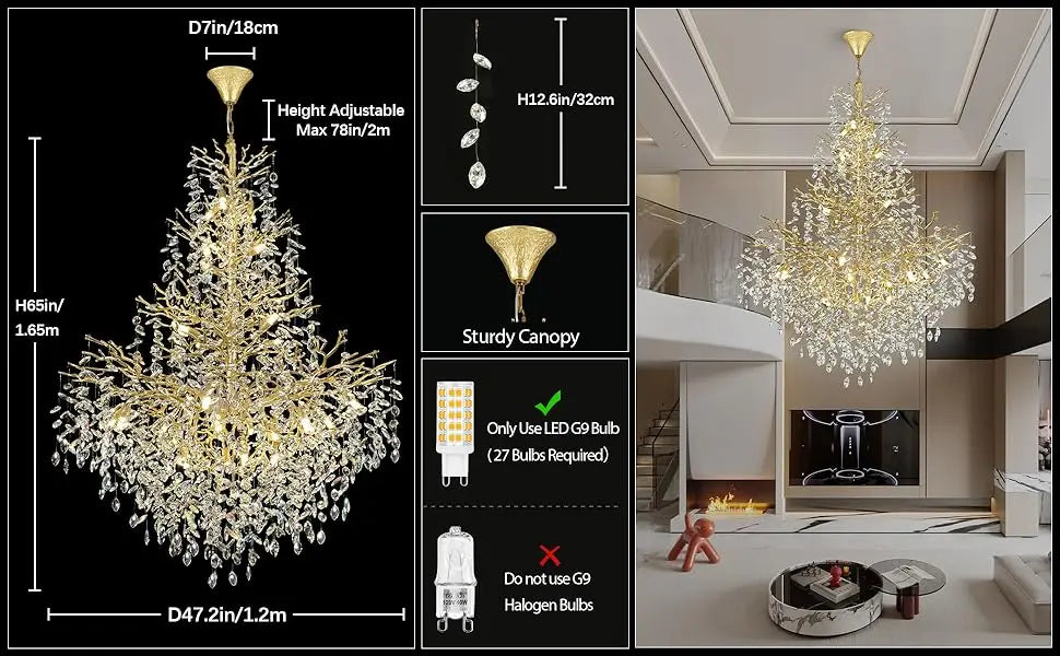 Chandelier Lustre en Cristal LUCY