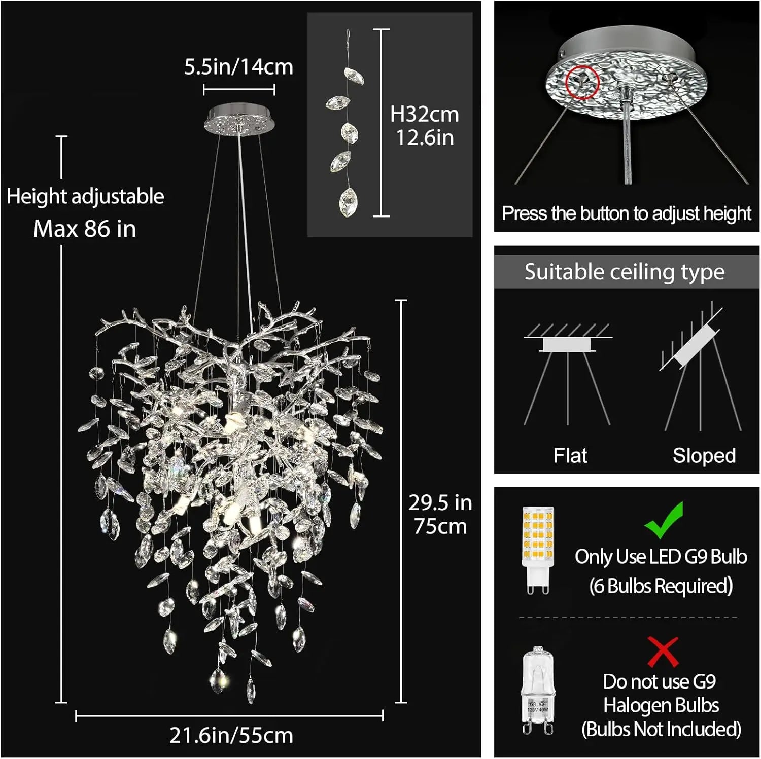 Chandelier Lustre en Cristal LUCY