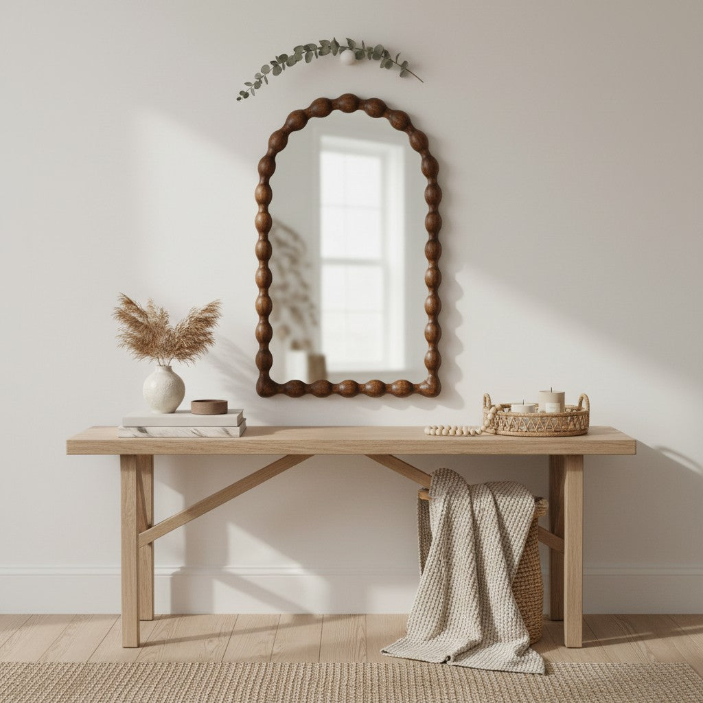 Miroir Arche en Bois Manguier Ondulé