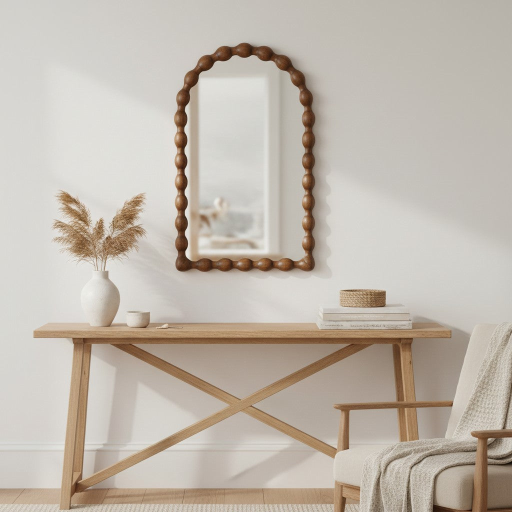 Miroir Arche en Bois Manguier Ondulé