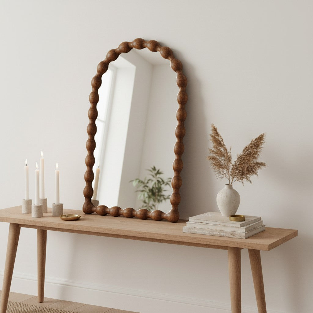 Miroir Arche en Bois Manguier Ondulé