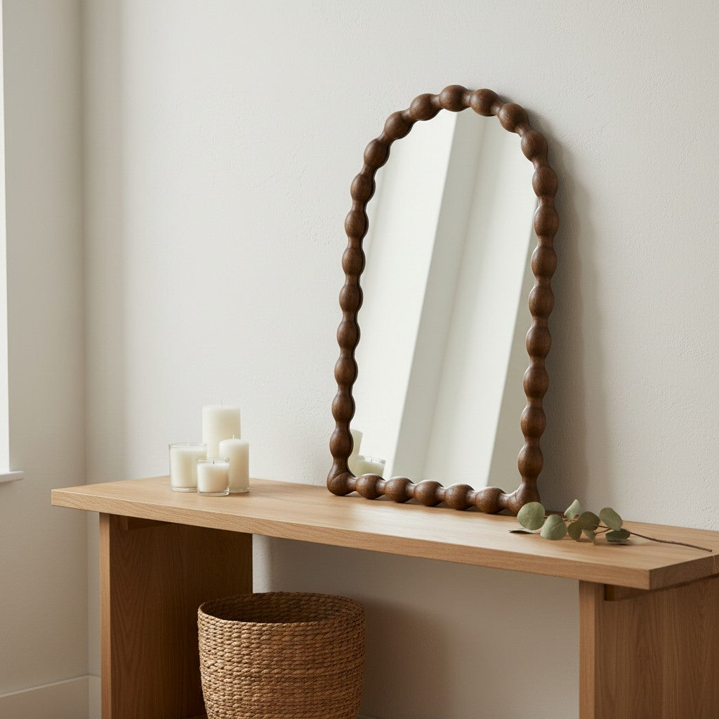 Miroir Arche en Bois Manguier Ondulé