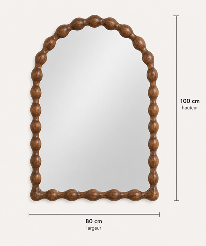 Miroir Arche en Bois Manguier Ondulé