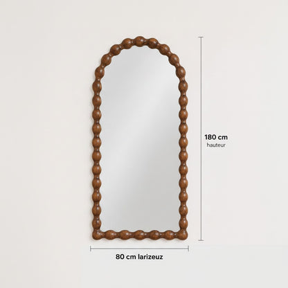 Grand Miroir Arche en Bois Manguier Ondulé