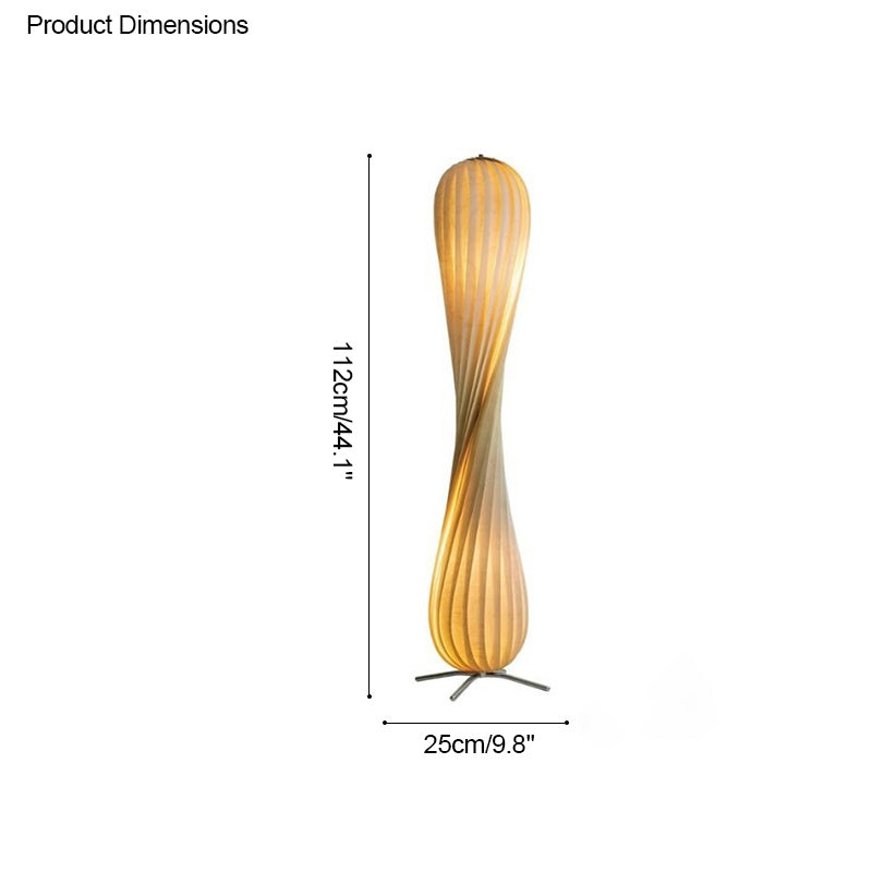 Twisted Tower Wooden Floor Lamp - Carved Elegance