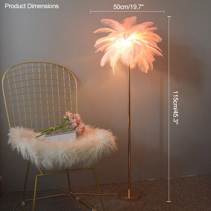 "Plumy Palm" Floor Lamp with Tray