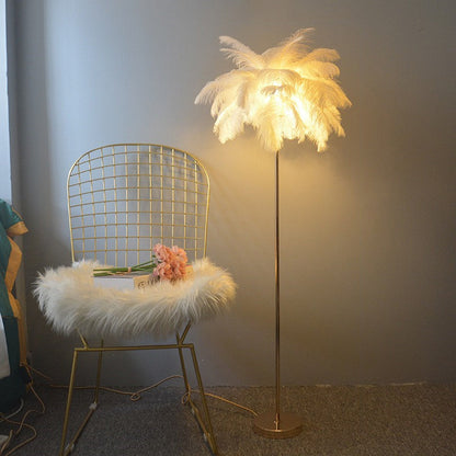 "Plumy Palm" Floor Lamp with Tray