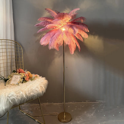 "Plumy Palm" Floor Lamp with Tray