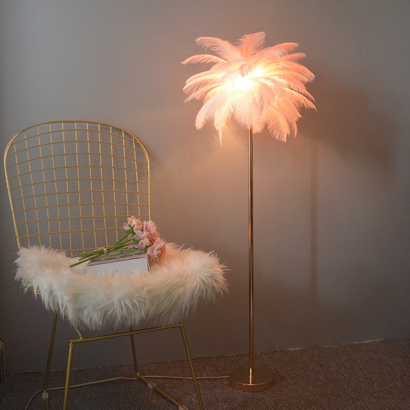 "Plumy Palm" Floor Lamp with Tray