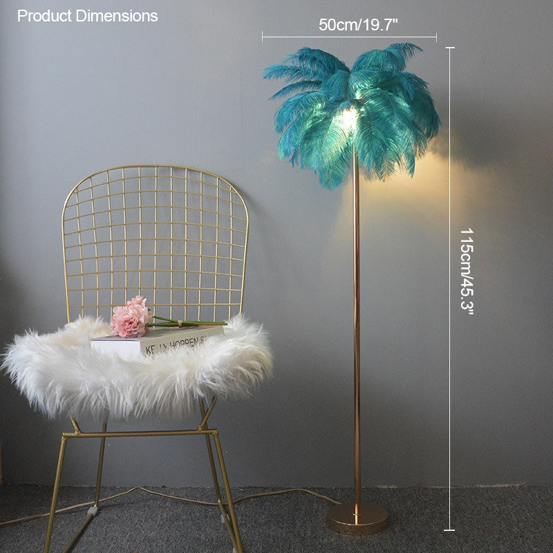 "Plumy Palm" Floor Lamp with Tray