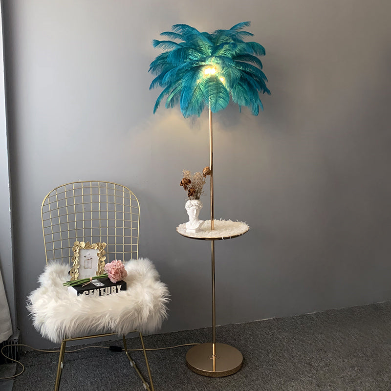 "Plumy Palm" Floor Lamp with Tray