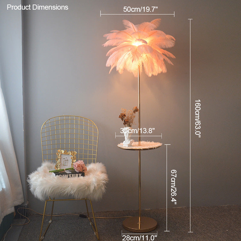 "Plumy Palm" Floor Lamp with Tray
