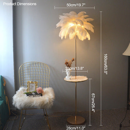 "Plumy Palm" Floor Lamp with Tray