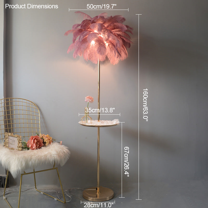 "Plumy Palm" Floor Lamp with Tray