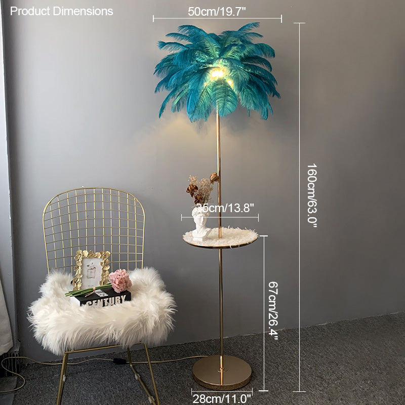 "Plumy Palm" Floor Lamp with Tray