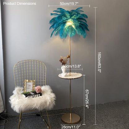"Plumy Palm" Floor Lamp with Tray
