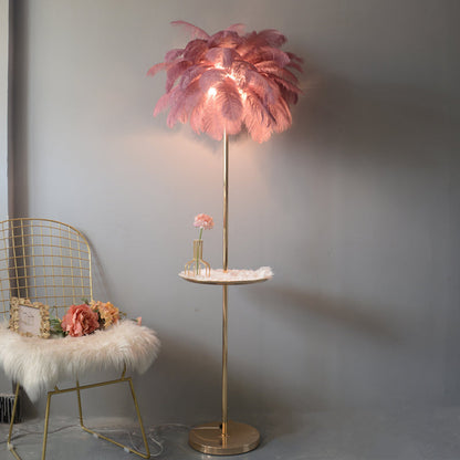 "Plumy Palm" Floor Lamp with Tray