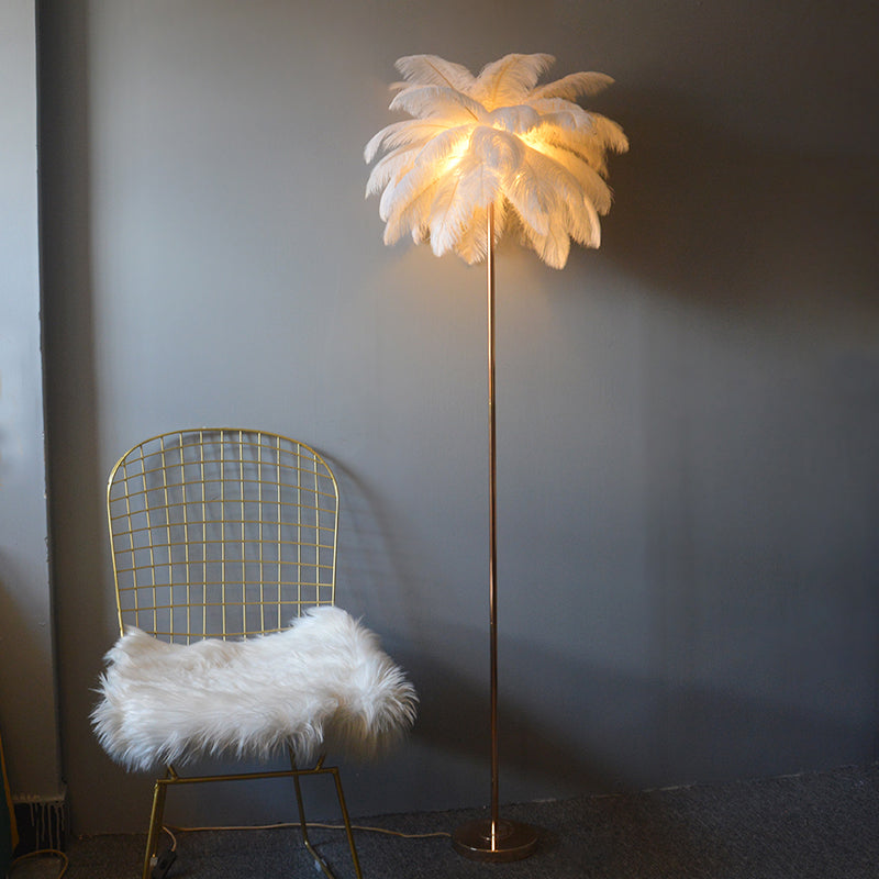 "Plumy Palm" Floor Lamp with Tray