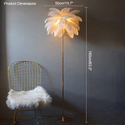 "Plumy Palm" Floor Lamp with Tray